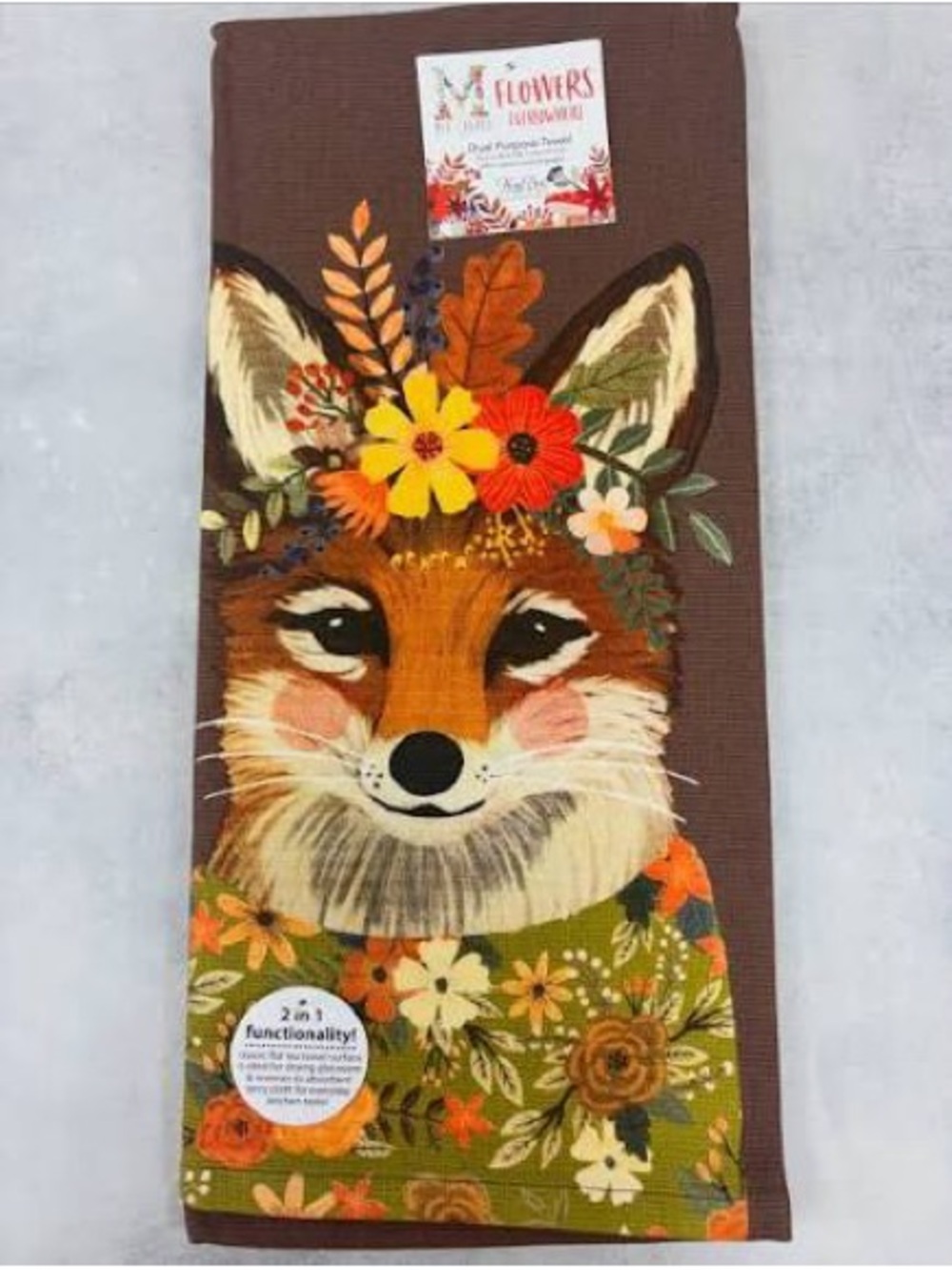 🦊 Fall Floral Fox Kitchen Towel - Mia Charro Flowers Everywhere 🍂
